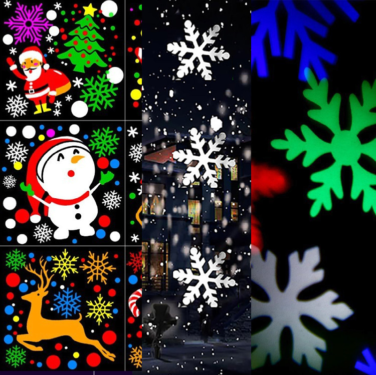 クロスボーダーミニ16パターン吹雪クリスマス投影灯カラフル回転雪クリスマスツリー装飾雰囲気灯|undefined