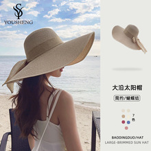 草帽女夏季大檐防晒沙滩帽海边出游网红百搭遮阳帽韩版小清新帽子