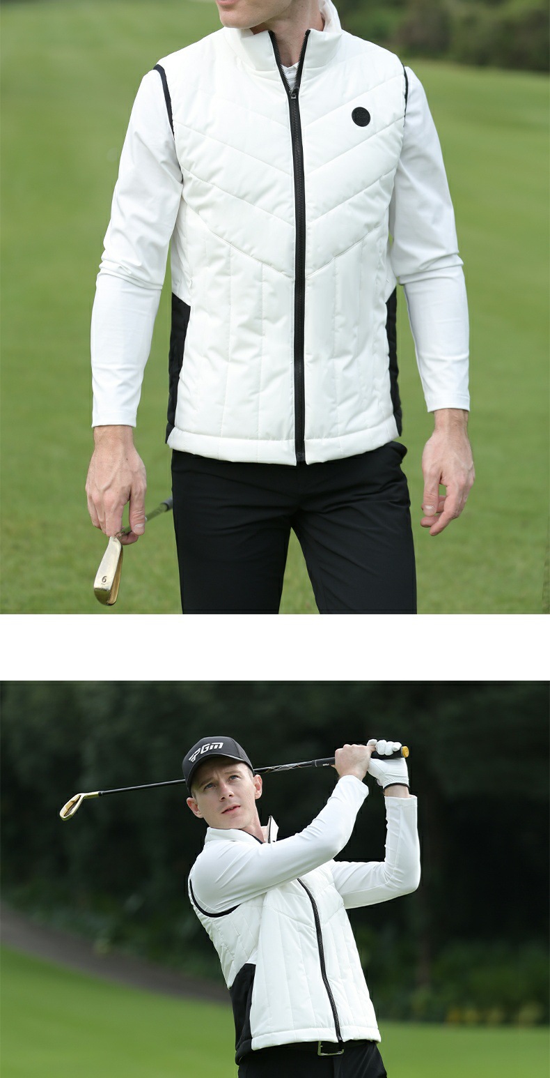 Áo ghi lê golf PGM nam chần bông giữ ấm mùa thu đông — YF519-Áo khoác bông đen [chần bông], YF519-Áo khoác cotton xám [chần bông], YF517-Áo khoác màu đỏ [90% lông vịt trắng], YF517-Áo khoác đen [90% lông vịt trắng] chi tiết 5