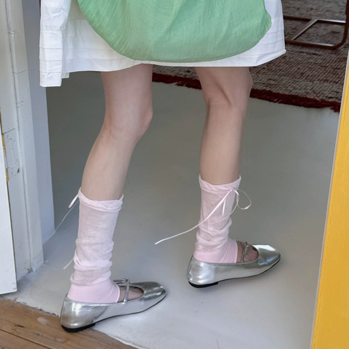 Summer cute thin gaiters with bow, breathable socks