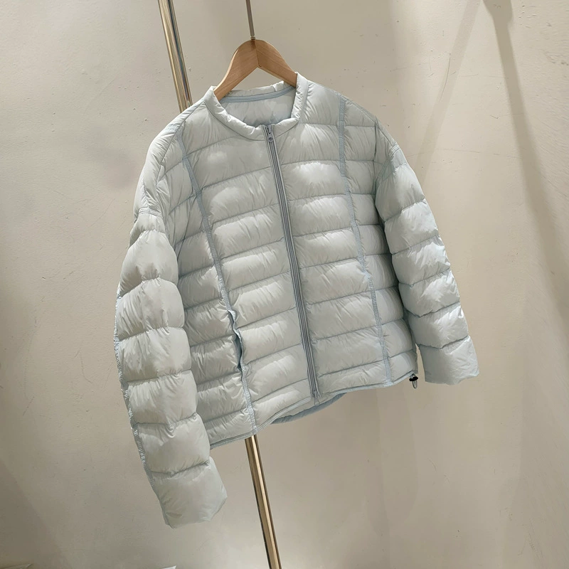 Бархатная короткая демисезонная легкая и тонкая пуховка, утка-пух, oversized, круглый ворот