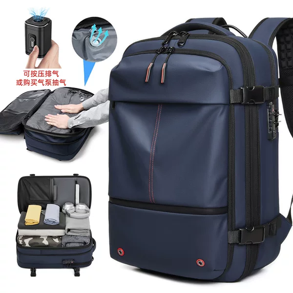 Backpack Men's Large Capacity Casual Multifunctional Luggage Bag Vacuum Compression Dry and Wet Separation Business Travel Computer Bag
