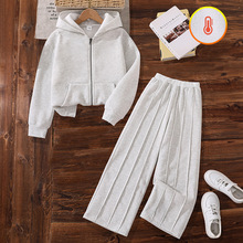 男女童套装秋冬新款休闲中大童运动服韩版洋气长袖长裤加绒两件套