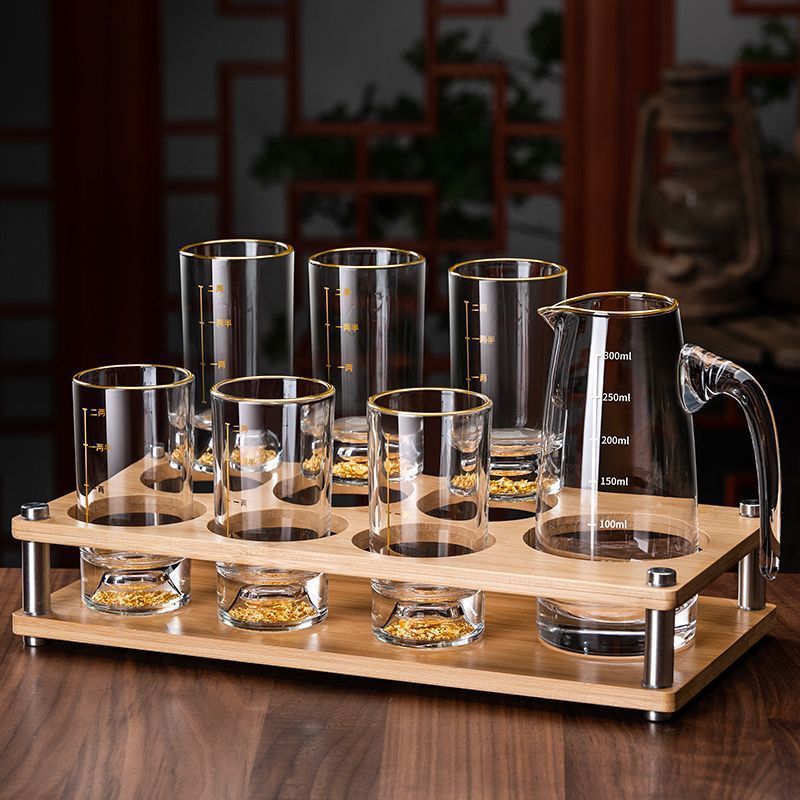 금박 + 6개들이 0.1kg컵 + 300ml 금테 와인 디스펜서 + 스탠드 -