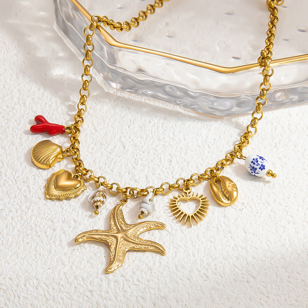 PVD Coated Stainless Steel Pendants Heart Shape 304 Stainless Steel Hip-Hop Vintage Style Waterproof Non Tarnish Earrings Necklace display picture 8