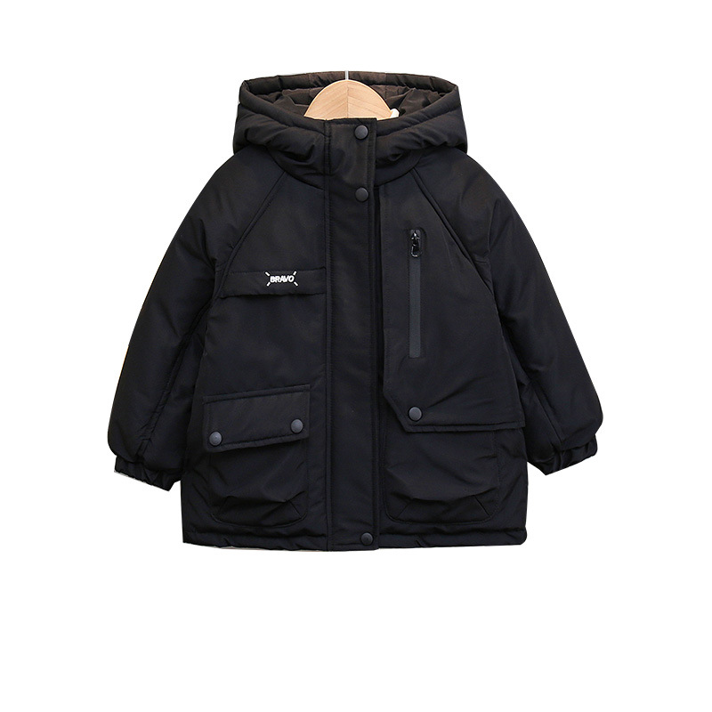 7053 Chaqueta acolchada de plumón gruesa para niños Chaqueta coreana para niños 2025 nueva ropa de invierno chaqueta acolchada de algodón con capucha para niños grandes de moda