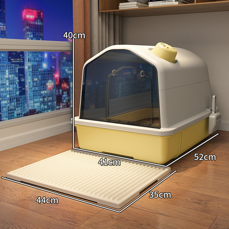 Cuenca de arena para gatos totalmente cerrada anti-odorante desodorante gran tamaño inodoro para gatos fuera de la arena para gatos gran tamaño
