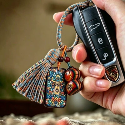 Car hanging Keychain Rainbow Wood Tang