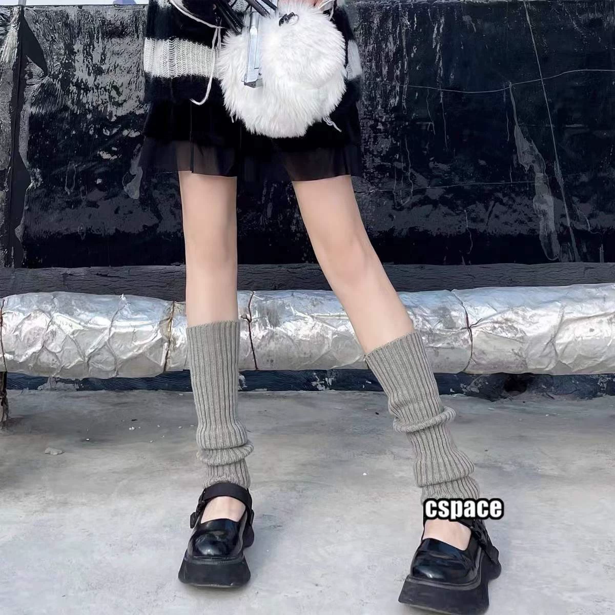 Вязаные гетры, демисезонные тёплые носки, наколенники, в стиле Lolita, оптом