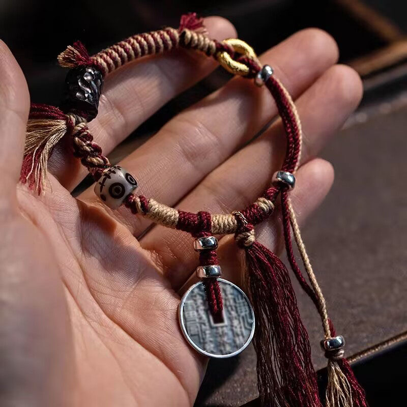 Xizang Style Hand Rope Cow Bone Big Phoenix Xizang Style Hand-Woven Men's and Women's Chinese Couple Jewelry Ethnic Accessories High-End
