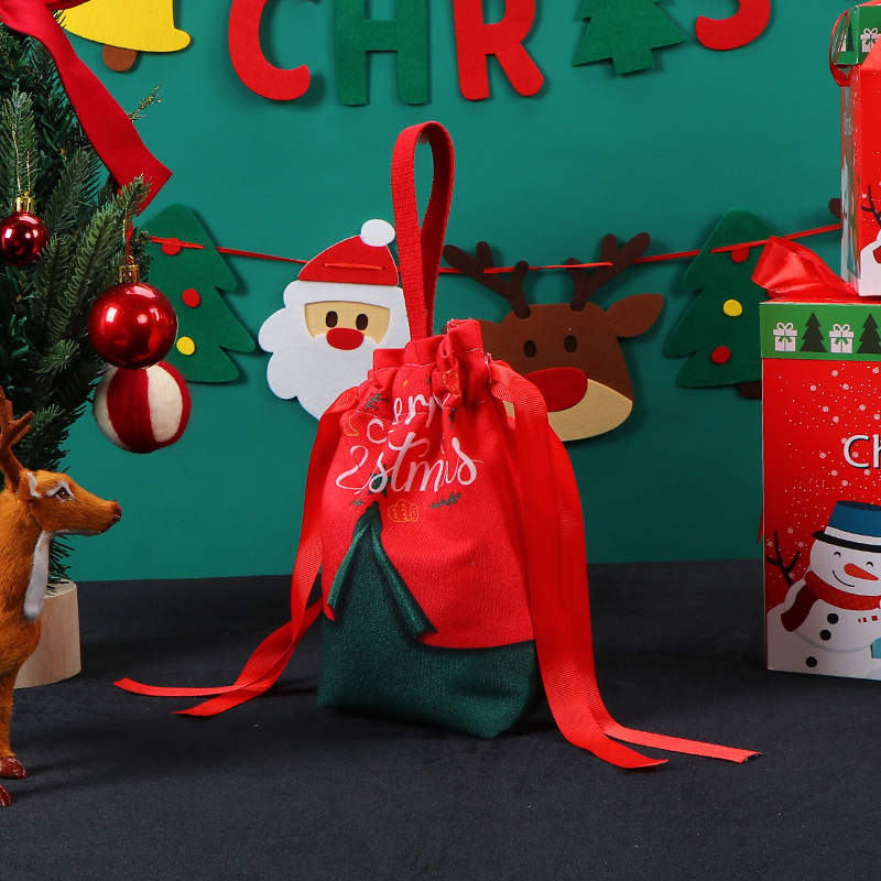 크리스마스 조임끈 파우치 - 전체 빨간색 크리스마스 해피 뉴 이어 프린트; 조임끈 파우치 소형: 가로 11cm * 세로 15cm * 폭 5cm