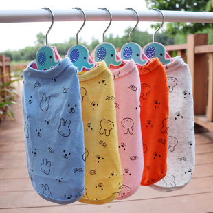 Pet Dog Dog Clothes New Spring and Summer Cartoon Printed T-Shirt Comfortable and Cool Pet Clothes Teddy Schnery Vest