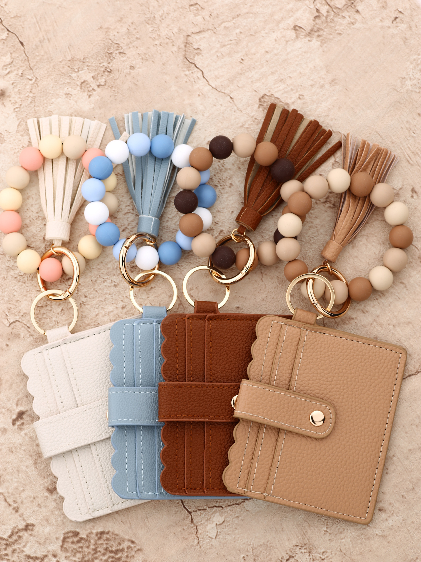/ Strap Type passport holder Bags Type Women's Solid Color PU Silica Gel Tassel Snap Button Card Holders