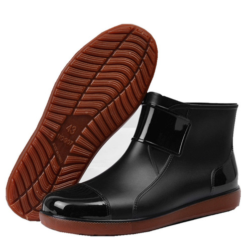 39-47 Men's Low-Top Rain Boots with Anti-Slip Safety Rubber Shoes for Kitchen Waterproof Work Boots Summer