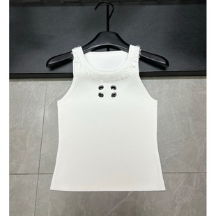 2025 Summer New Triumph Tassel Sleeveless Round Neck Pullover Vest Slim-fit Slimming All-match Women's Knitted Top