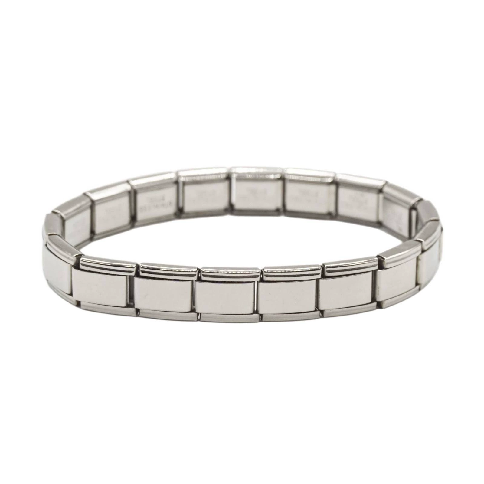 stainless steel bracelet, removable elastic link watch strap, italian european style, assorted charms