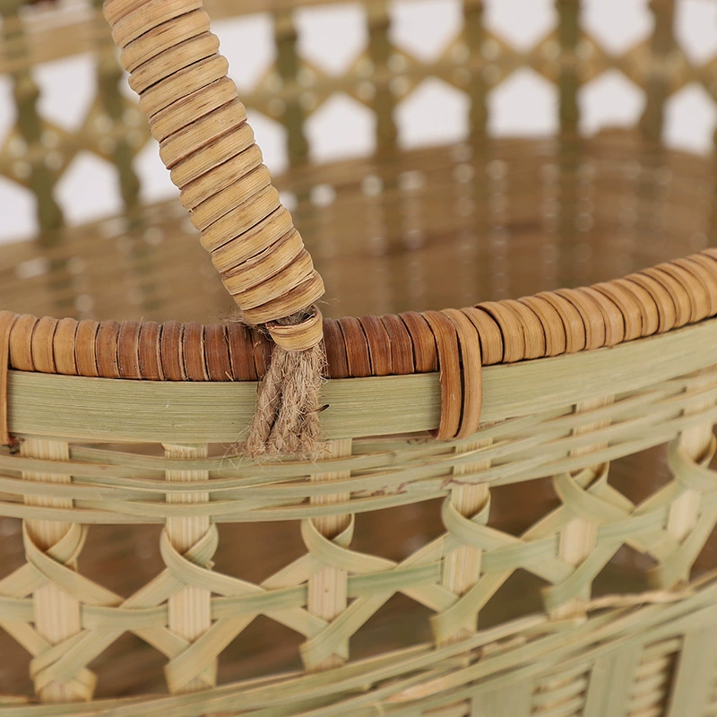Пользовательская handmade бамбуковая редакторская рука -поднятая овощная корзина дом бамбуковая плетеная корзина для фруктов яиц супермаркеты купить овощные корзины