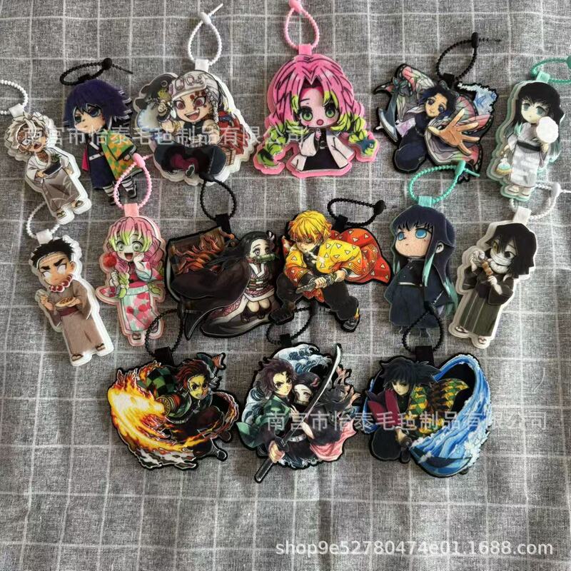 Xiaohongshu and Douyin Popular Anime Merchandise Non-Woven Fabric Pendant Demon Slayer Keychain Felt Hanging Ornament