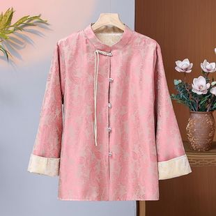 2024 New Chinese style stand collar buckle double-sided coat Women's Spring and Autumn national style retro loose slimming top coat