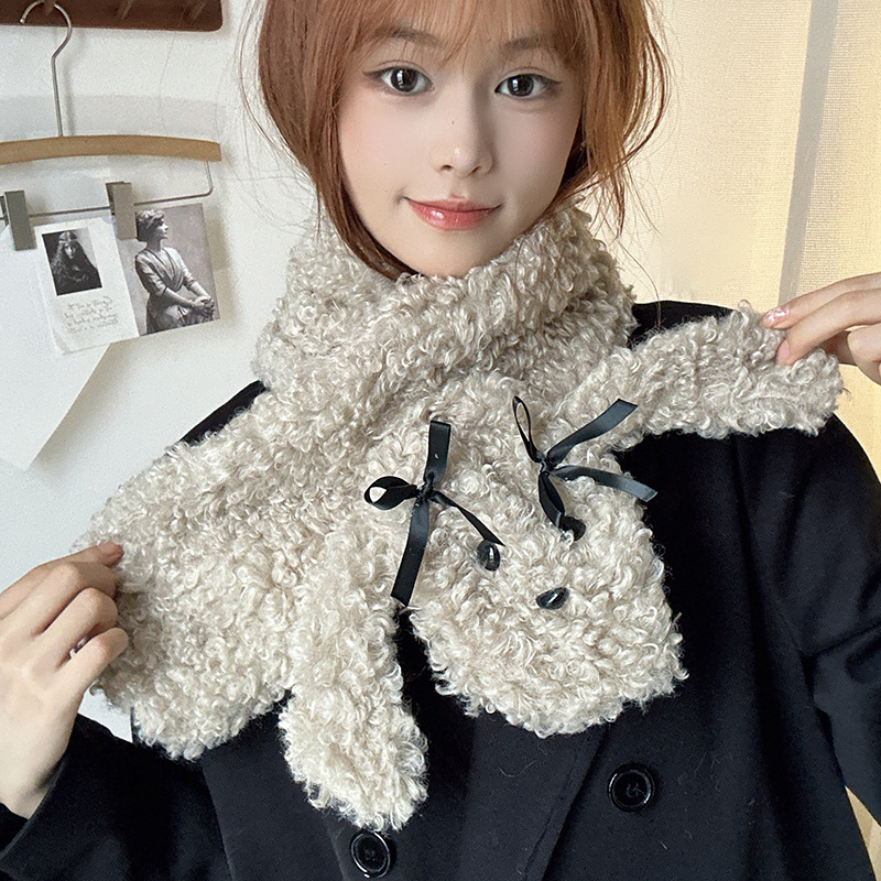 Lazy Holiday~Shop/Teddy Hairy Cartoon Cute Gloves Hat Scarf 3-Piece Set for Autumn and Winter Warmth_voghion.com