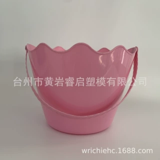 定制复活节口部花边塑料桶 节日桶 糖果桶 pp塑胶桶 塑料水桶 3L