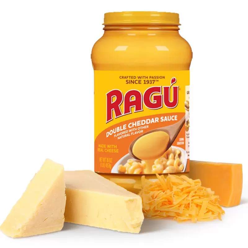 乐鲜Ragu 双重切达芝士调味酱453g/盒装庞师不是帅推荐汉堡包奶酪