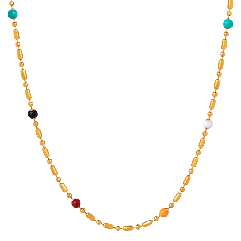 Nuevo estilo simple ins nicho diseño personalidad moda temperamento titanio bola de acero gota collar de aceite joyería del todo fósforo de las mujeres