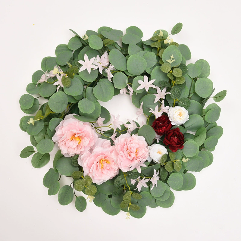 Wholesale wreath eucalyptus props cross-border door and window wreath home money grass ring hanging decoration manufacturer leaf simulation