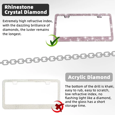Rhinestone-Encrusted Thickened License Plate Frame — License plate holder/license plate holder