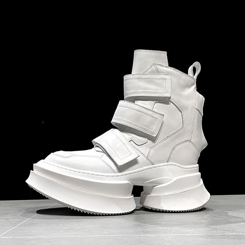 Star Same-style Thick-soled Height-increasing Big-head Martin Boots Velcro High-top Ankle Boots Hong Kong Fashion Brand Motorcycle Men's Boots Comfortable