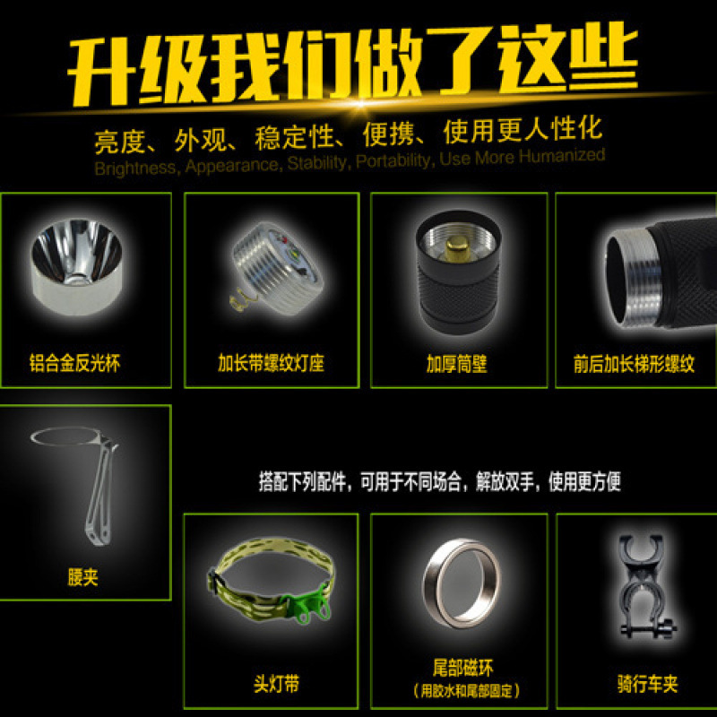 MS6SST20强光手电筒迷你便携远射充电防水多功能户外家用学生T6|undefined