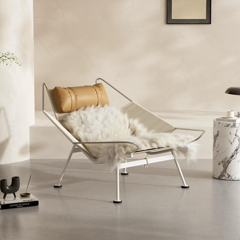 Diseñador danés, sillón de viento silencioso, cuerdas de bandera medieval, silla de ocio creativa, silla de ocio tejida a mano minimalista, silla perezosa