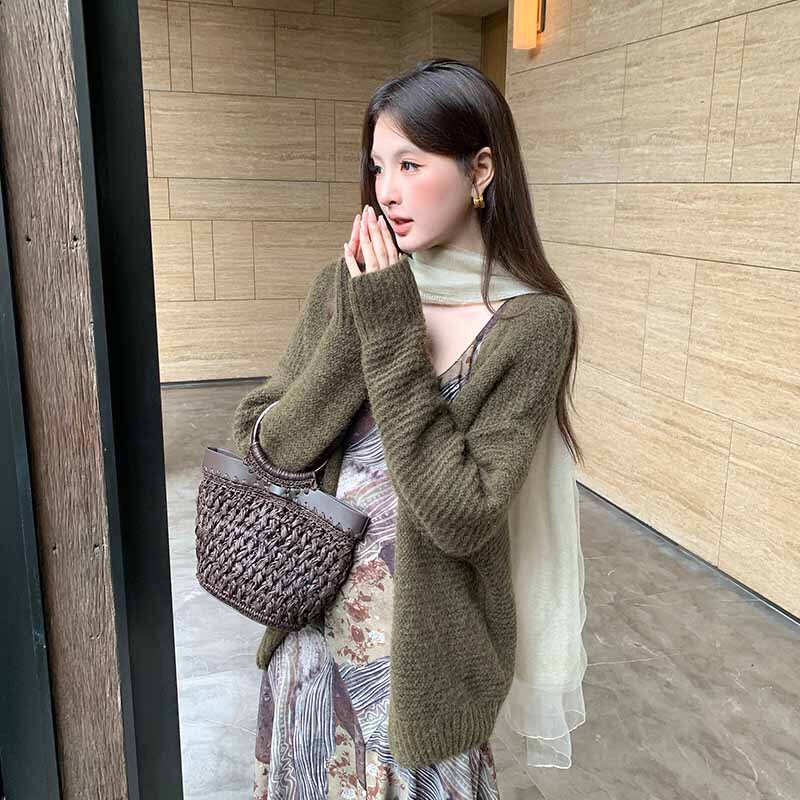 Xiuxixi 2026 Autumn New Elegant Long-Sleeve Wool Knit Cardigan Women's Shawl Top Outerwear 25781 Xiuxixi 2026 Autumn New Elegant Long-Sleeve Wool Knit Cardigan Women's Shawl Top Outerwear 25781