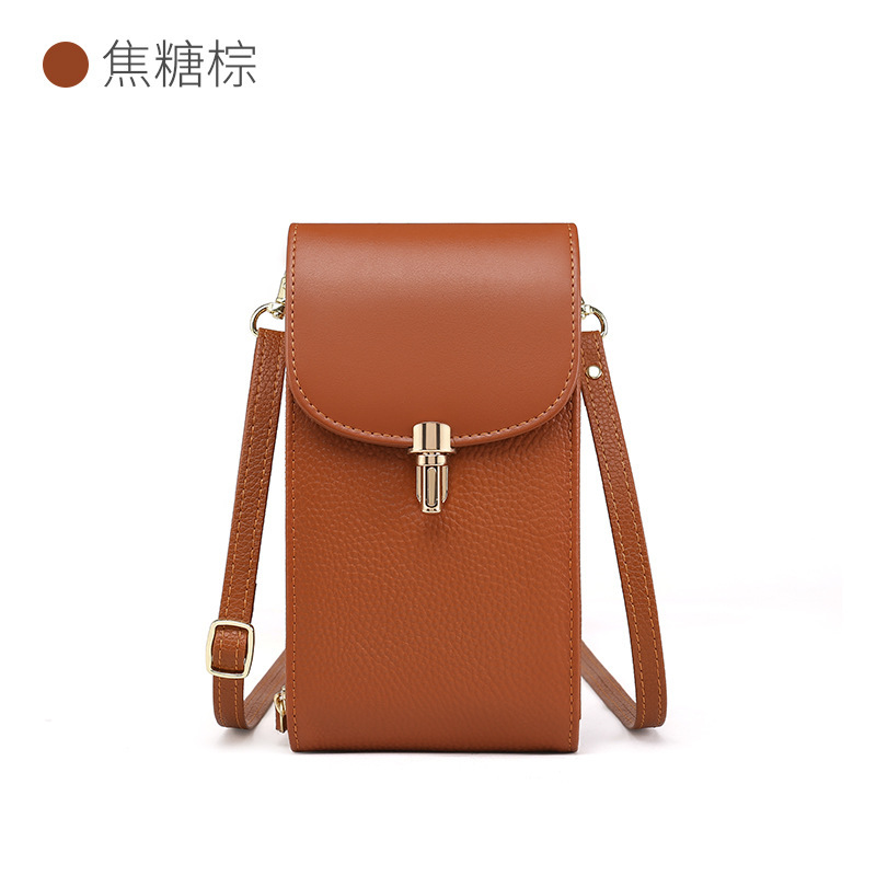 Bolso de cuero para teléfono móvil bandolera para mujer nuevo verano lichi piel de vaca bolso de comercio exterior para mujer bolso pequeño para teléfono móvil de un solo hombro mini