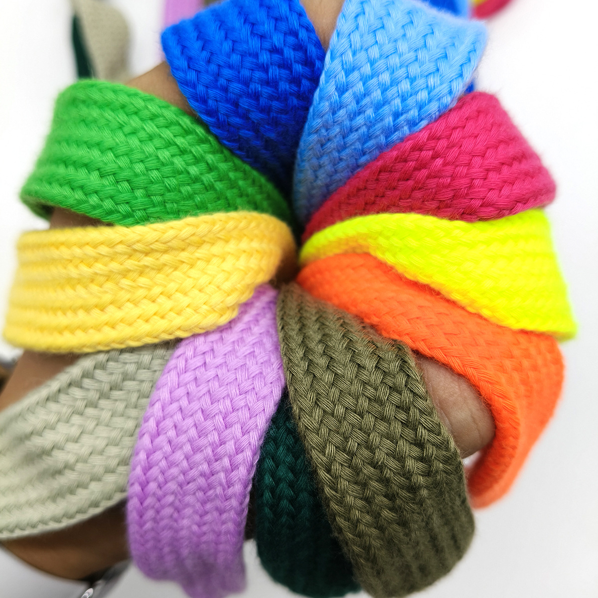 120 colores de poliéster de 20mm color super engrosado doble cordón plano para zapatos de lona de altura baja zapatos de los años 1970