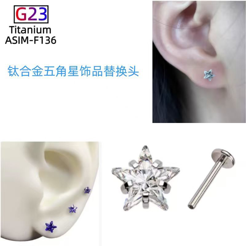 Pointed labret stud close-up product detail