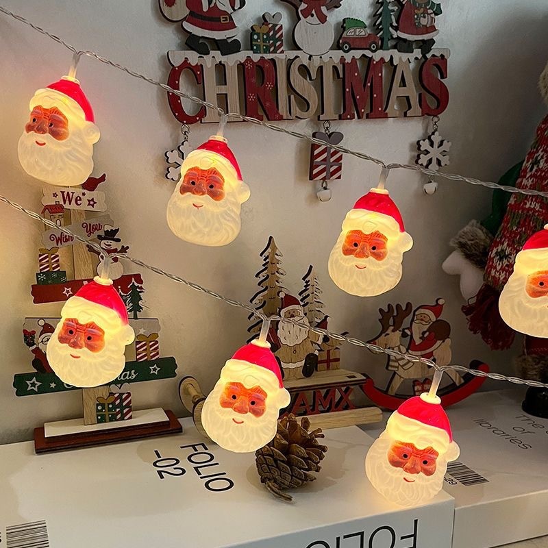 クリスマス装飾ライトサンタクロース雪だるまカラーライトストリングクリスマスツリー電池ボックスライトストリンググリーンライト|undefined