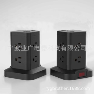2022 Private Model New Us Standard Vertical Tower Socket Office Home Power Strip 8 Us Jacks 4 USB Power Strips