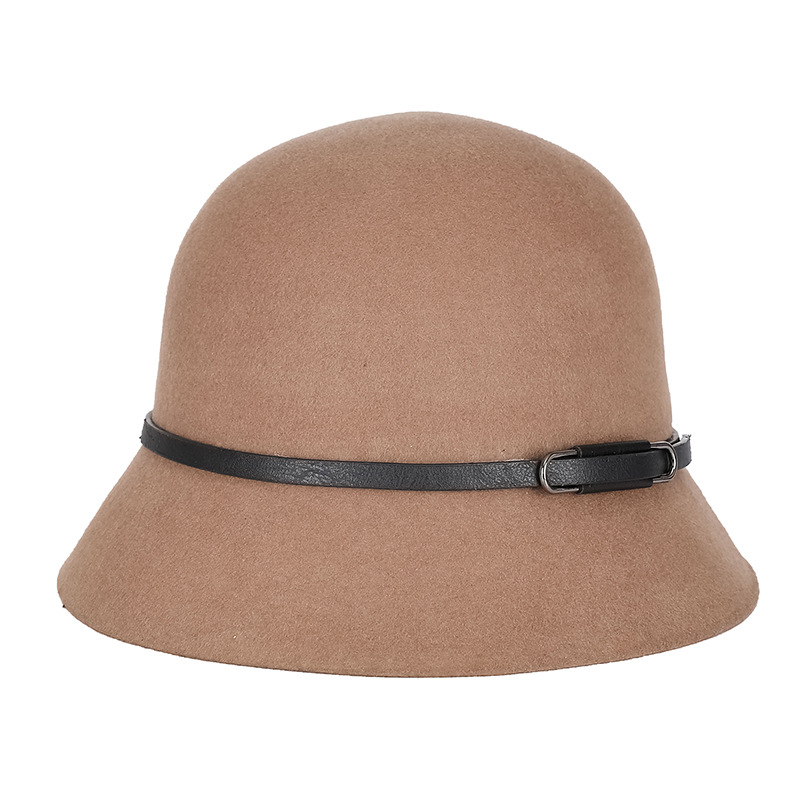 Sombrero de las mujeres de otoño e invierno de lana pura lana sombrero de la cuenca coreano japonés caliente impreso sombrero de fieltro fábrica en stock venta al por mayor image 1