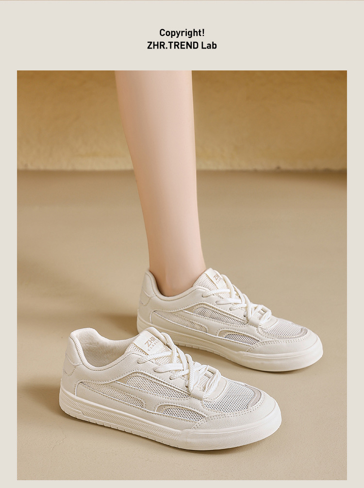 Giày sneaker nữ mặt lưới thoáng khí đế bằng siêu mềm — KS118E màu be chi tiết 15