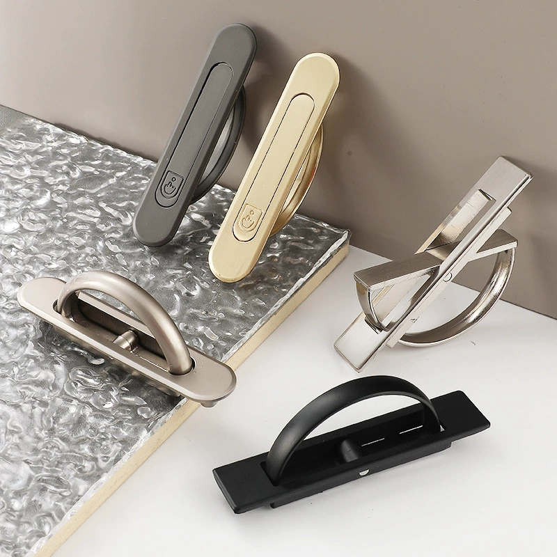 Простая ручка татами черная Встроенная дверь шкафа ящика невидимая вращающаяся Скрытая дверная ручка из цинкового сплава