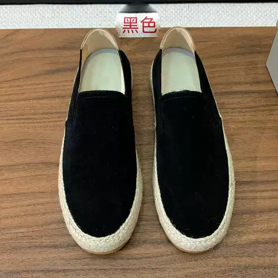 European Classic BC Men's Genuine Leather Fisherman Shoes Lazy Slip-on Hemp Rope Shoes Fashion Retro Casual Breathable Shoes