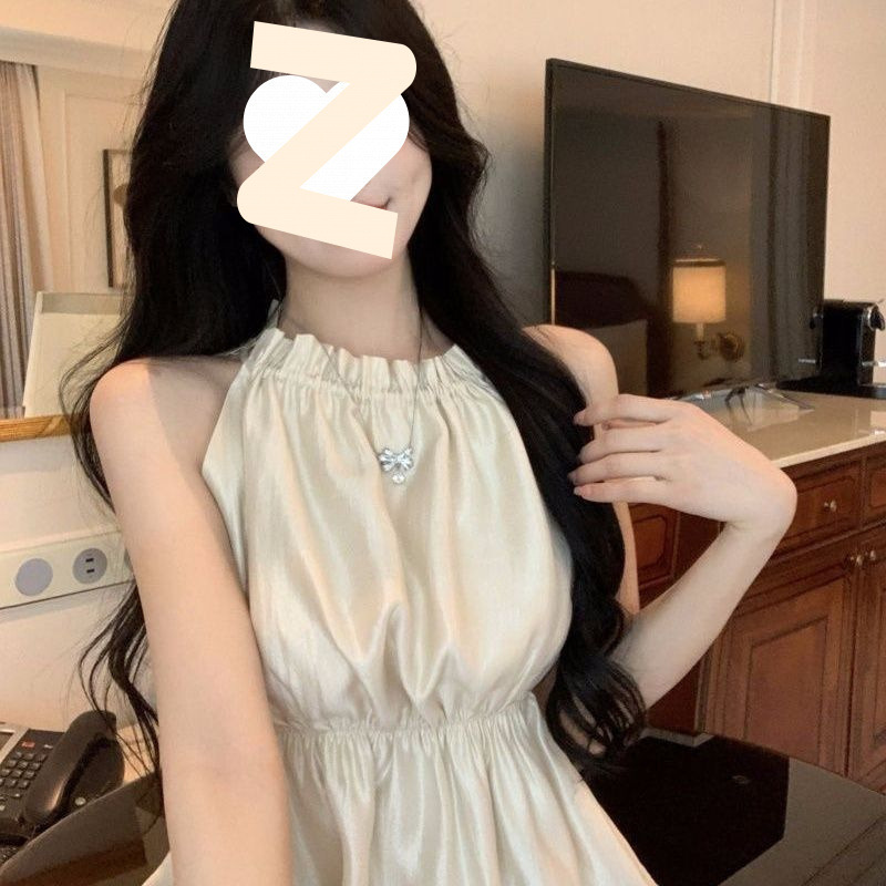 纯欲挂脖吊带背心女夏季甜辣妹抽绳无袖荷叶边高级感短款上衣外穿