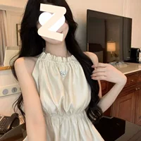 Женский летний топ Pure Desire с лямкой на шее, милый, популярный, без рукавов, с рюшами, высококачественный короткий топ для верхней одежды