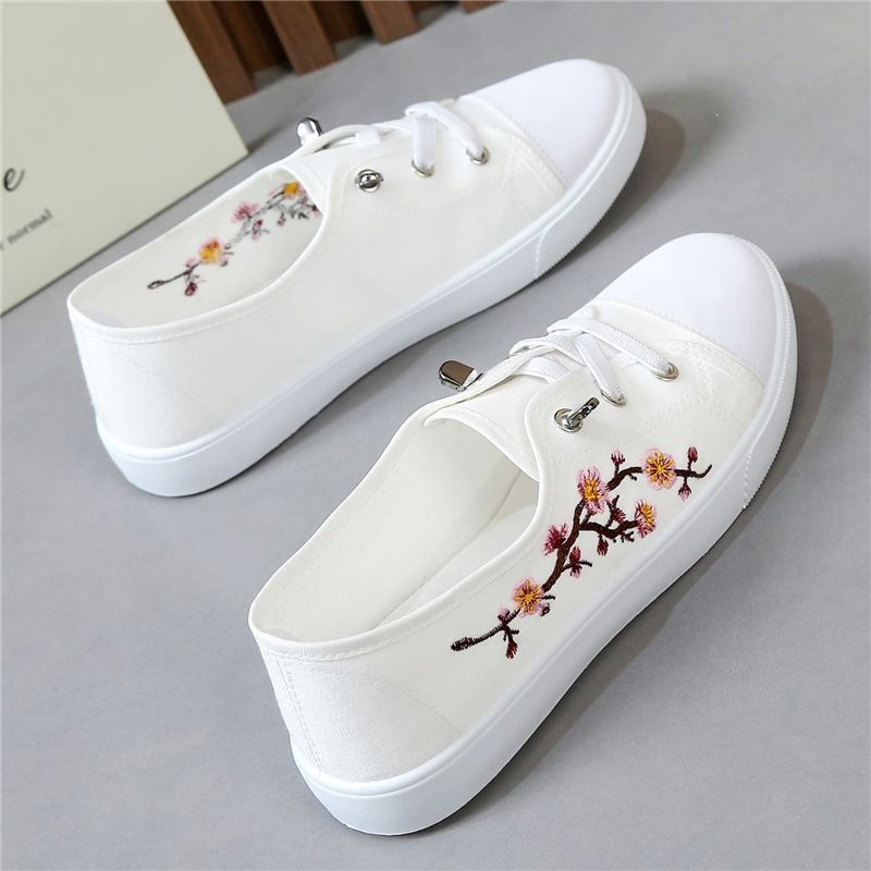 Zapatos de lona de Feng Lai caliente para mujeres 2026 nuevo verano plano zapatos de mujer casuales zapatos de skate de altura baja negro blanco image 5