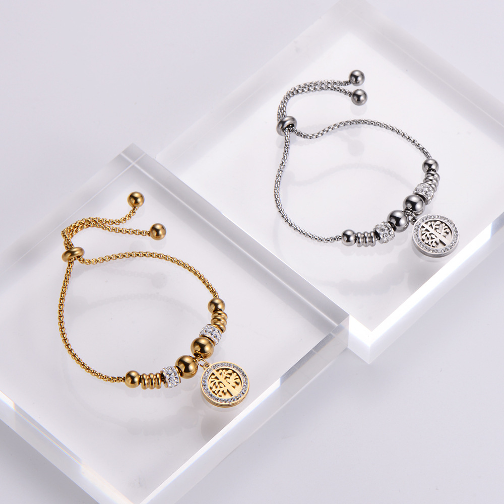 Fashion Stainless Steel Beads Beaded Tree of Life Bracelet