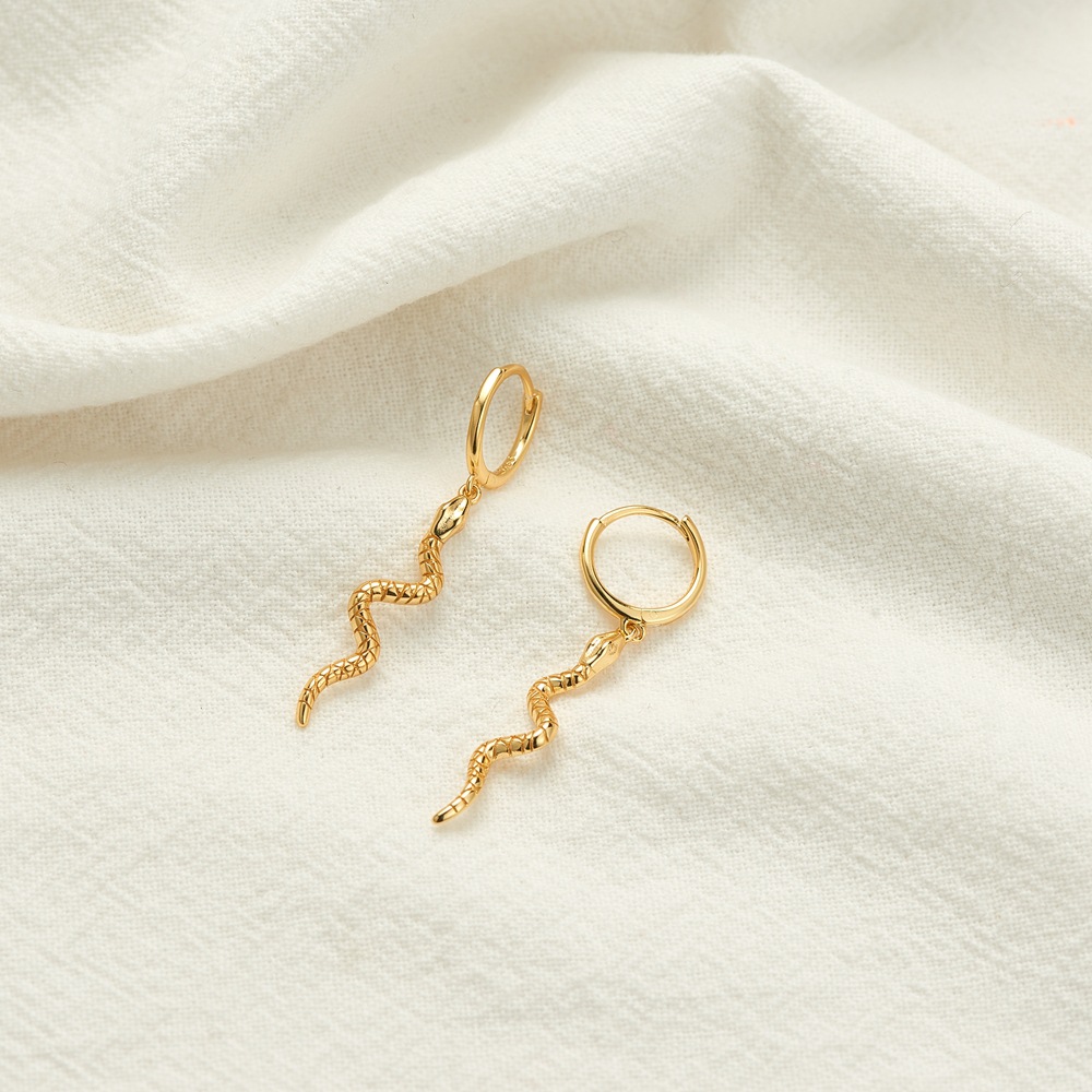 Simple Metal Copper Small Snake Earrings display picture 7