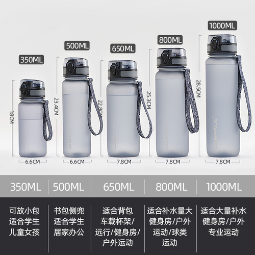 VHM7 wholesale water cup outdoor portable large capacity sports fitness water bottle male and female student bottle anti-fall plastic space