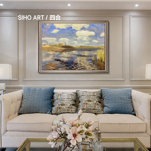 Four-in-one Art Landscape Oil Painting Neoclassical American Living Room Hallway Hanging Painting Hanging Painting