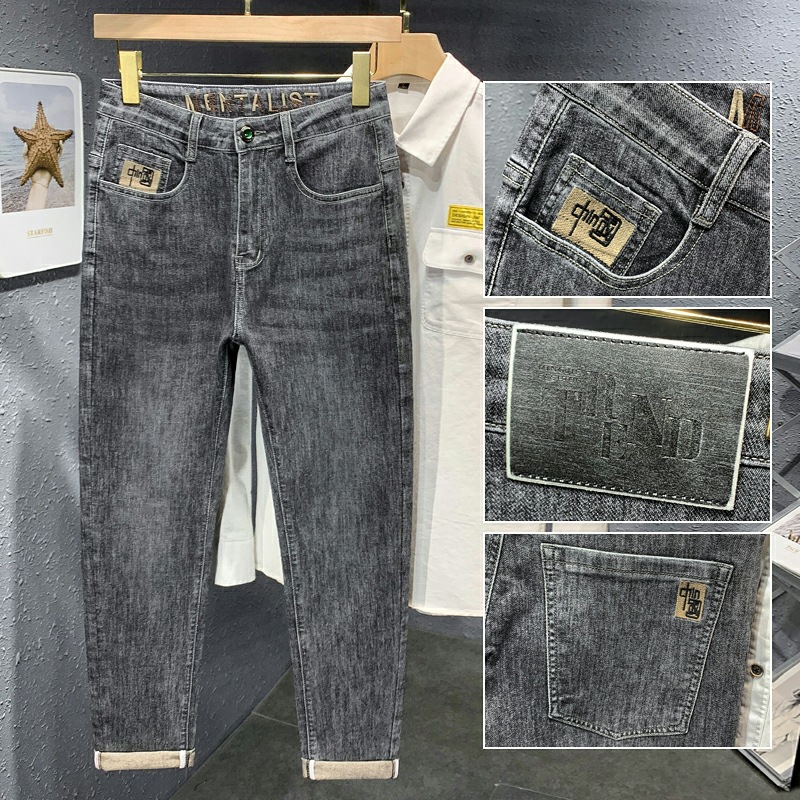 2024 Spring and Summer New Small Foot High end Jeans Men's Brand Korean Edition Trendy Design Pants_voghion.com